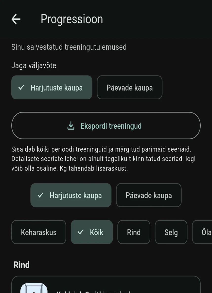 Progressiooni vaade parimate seeriatega